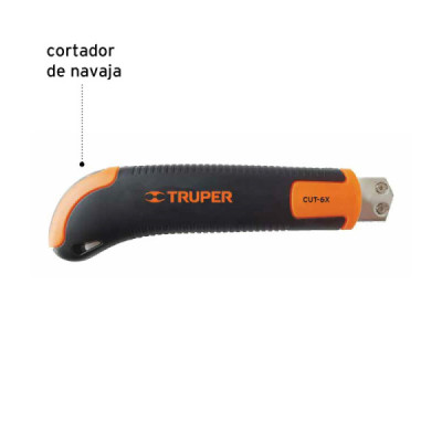 Bisturí Antiderrapante Para Cuchillas De 18 Mm Con 3 Navajas Truper (CUT-6X)