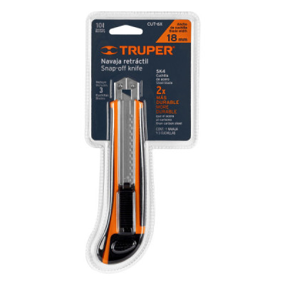 Bisturí Antiderrapante Para Cuchillas De 18 Mm Con 3 Navajas Truper (CUT-6X)
