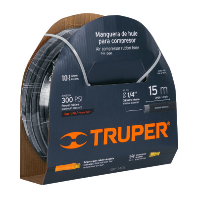 Manguera Para Compresor De Caucho 15 M, 1/4" Npt, 300 Psi Truper (MAN-AP-15-1/4)