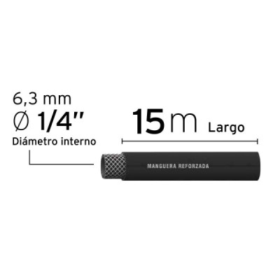 Manguera Para Compresor De Caucho 15 M, 1/4" Npt, 300 Psi Truper (MAN-AP-15-1/4)