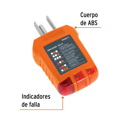 Tester De Toma Corriente Alterna Con Luces Indicadoras Truper (PROCO-C)