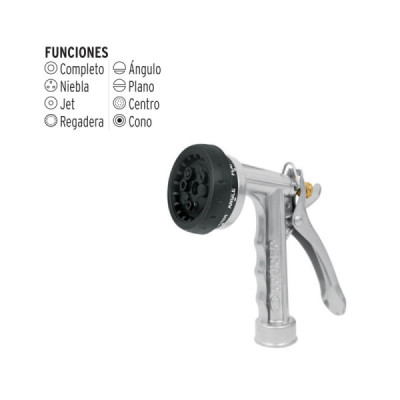 Pistola Metálica Para Manguera De Jardinería 8 Funciones Truper (PR-108)