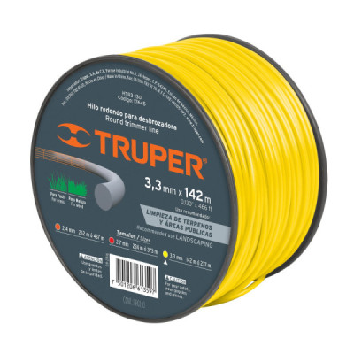 Hilo Redondo Para Guadañadora De 142 Metros, Diámetro 3.3 Mm Truper (HTR3-130)