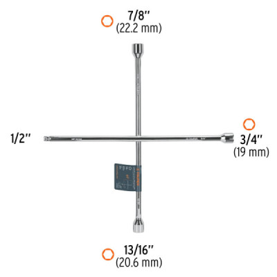 Cruceta Cromada De 51 Cm Con Cuadrante De 1/2" Para Copas Truper (LLCR-20D)
