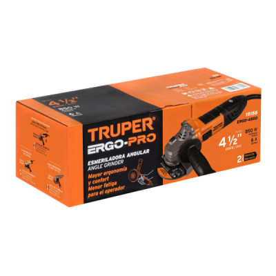Pulidora Angular De 4.1/2" Industrial, 850 W, 12.000 Rpm Truper (ERGO-4580)