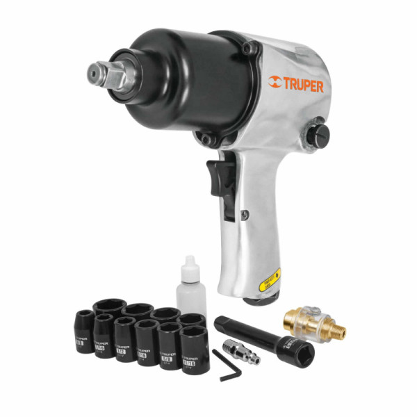 Pistola De Impacto Industrial De 1/2", Accesorios Incluidos Truper (TPN-734H-2K)
