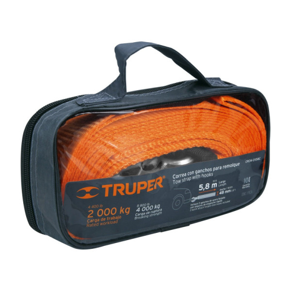 Correa Para Remolcar De 5.8 Metros, 4.000 Kg, Incluye Funda Truper (CREM-2X58C)