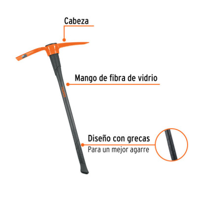 Zapapico Pica 5 Lb 90 Cm Truper Con Mango Fibra De Vidrio (TP-5MX)