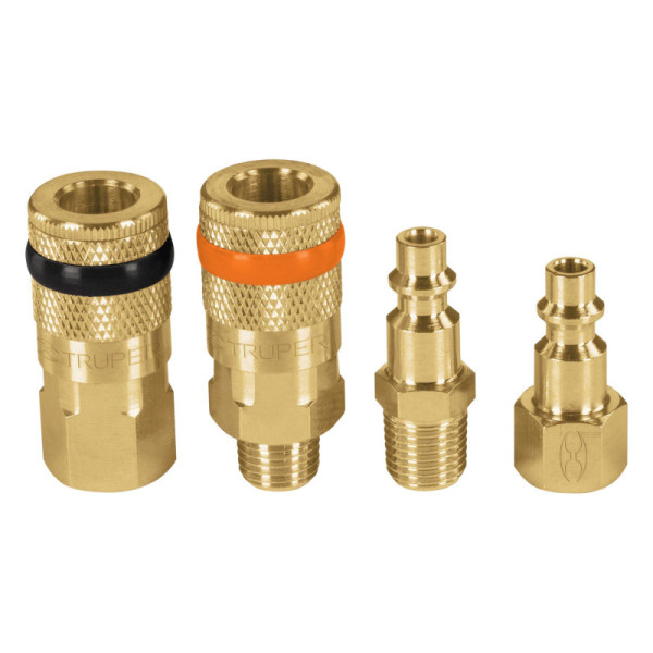 Set De 4 Conectores Y Acoples Rápidos Neumáticos De Latón Truper (CORAL-4)