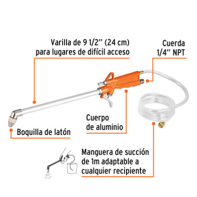 Pistola Para Limpieza De Máquinas Truper De 35 Psi A 90 Psi (PILIM-683)