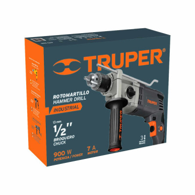 Taladro Percutor 1/2" Industrial 900 W Con Mango De Apoyo Truper (ROTO-1/2N7)