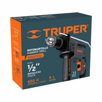 Taladro Percutor 1/2" Industrial 650 W Con Mango De Apoyo Truper (ROTO-1/2N6)