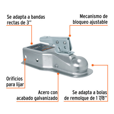 Acoplador Galvanizado Para Bola De Arrastre, 2.000 Libras Truper (ACO-BOLA-20)
