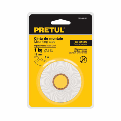 Cinta Doble Faz De 5 Metros Para Uso Hogar, Hot Melt Pretul (CDC-1950P)
