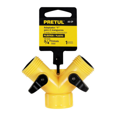 Conector Tipo Y Para Llave De Agua, Plástico Con Válvulas Pretul (AD-2P)