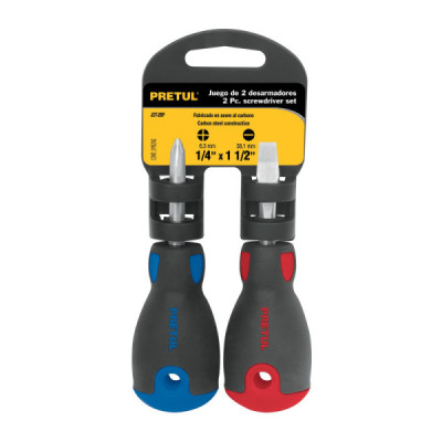 Juego De 2 Mini Destornillares De 1/4", Mango Comfort Grip Pretul (JDT-2BP)