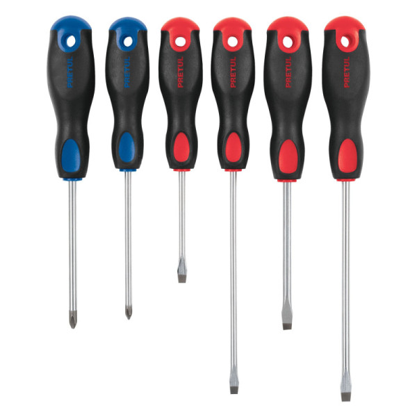 Juego De 6 Destornillares Comfort Grip Con Puntas Magnéticas Pretul (JD-6BP)