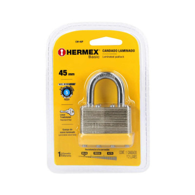 Candado De 45 Mm De Acero Con Cuerpo Laminado Y 2 Llaves Pretul (CM-45P)