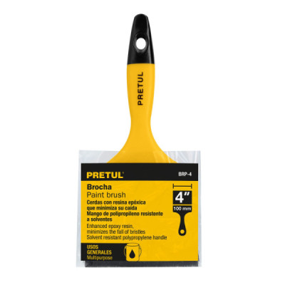 Brocha De 4" Con Mango De Plástico, Usos Generales Pretul (BRP-4)