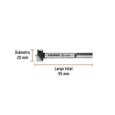 Broca Forstner Madera 20 Mm (25/32') Truper Largo 95 Mm