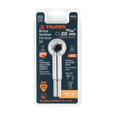 Broca Forstner Madera 20 Mm (25/32') Truper Largo 95 Mm