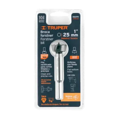 Broca Forstner Madera 25 Mm (1') Truper Largo 95 Mm