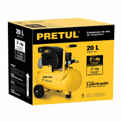 Compresor De Aire De 2.1/2 Hp, 20 Litros Con Tubos De Cobre Pretul (COMP-20LP)
