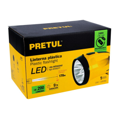 Linterna Recargable De Alta Potencia 200 Lm, 170 Metros Pretul (LIRE-145P)