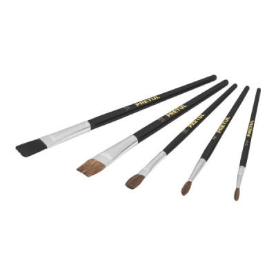 Juego De 5 Pinceles Extrafinos En Madera, Cerda 100% Natural Pretul (JPIN-5P)