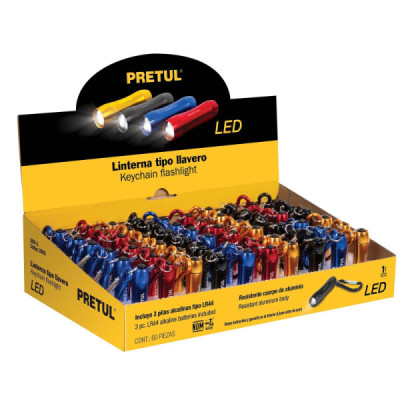 Linterna Tipo Llavero En Aluminio 3 Leds, Color Aleatorio Pretul (LINA-LL)