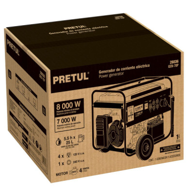 Generador Eléctrico A Gasolina Portátil 16 Hp, 120 V - 240 V Pretul (GEN-70P)
