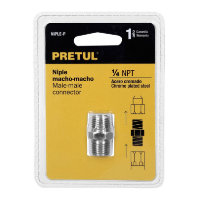 Niple Cromado De 1/4 Npt Para Compresor, Macho Pretul (NIPLE-P)