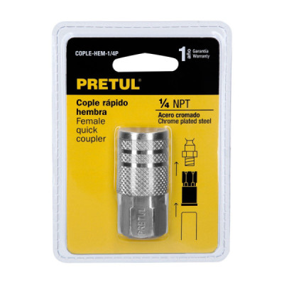 Acople Rápido Cromado De 1/4 Npt Para Compresor, Hembra Pretul (COPLE-HEM-1/4P)