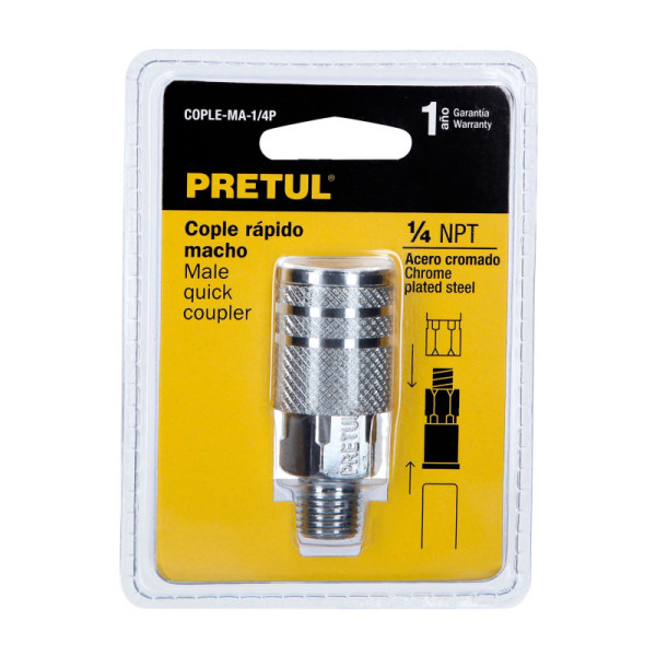 Acople Rápido Cromado De 1/4 Npt Para Compresor, Macho Pretul (COPLE-MA-1/4P)