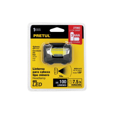 Linterna Minero 100 Lm 14 M De Pilas Ipx2 Pretul 3 Funciones (LI-CA-3AAAP)