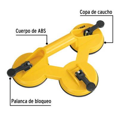 Sujetador Tipo Chupa Para Vidrio De 3 Copas Capacidad 100 Kg Pretul (VEVI-3)