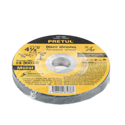 Disco Para Desbaste De Metal De 4.1/2", 6.2 Mm, 13.200 Rpm Pretul (ABT-560)