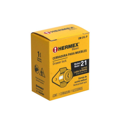 Cerradura O Chapa Para Mueble, Tipo Vertical, Color Latón Hermex (CM-21L-P)