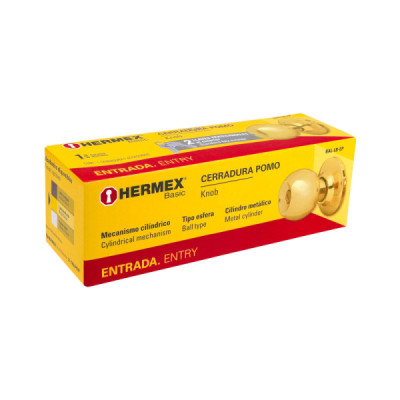 Cerradura O Chapa Para Entrada, Tipo Esfera Latón Claro Hermex (BAL-LB-EP)