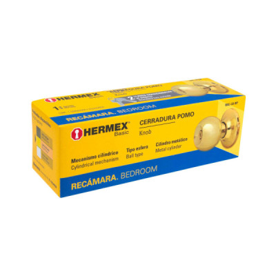 Cerradura O Chapa Para Habitación, Tipo Esfera Latón Claro Hermex (BAL-LB-RP)