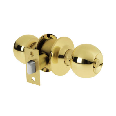 Cerradura O Chapa Para Baño, Tipo Esfera Latón Claro Hermex (BAL-LB-BP)