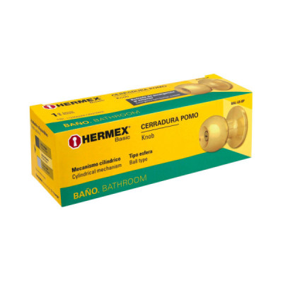 Cerradura O Chapa Para Baño, Tipo Esfera Latón Claro Hermex (BAL-LB-BP)