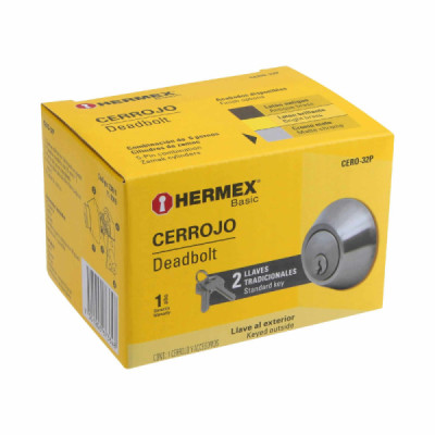 Cerrojo O Chapa De Seguridad Para Entrada, Cromo Mate Hermex (CERO-32P)