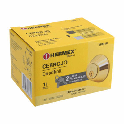 Cerrojo O Chapa De Seguridad Para Entrada, Latón Claro Hermex (CERO-11P)