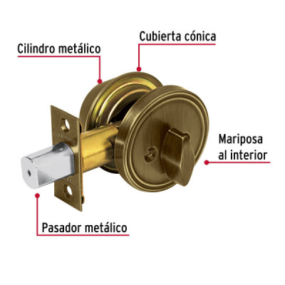 Cerrojo O Chapa De Seguridad Para Entrada, Latón Oscuro Hermex (CERO-21P) Cerrojo O Chapa De Seguridad Para Entrada, Latón Oscuro Hermex (CERO-21P)