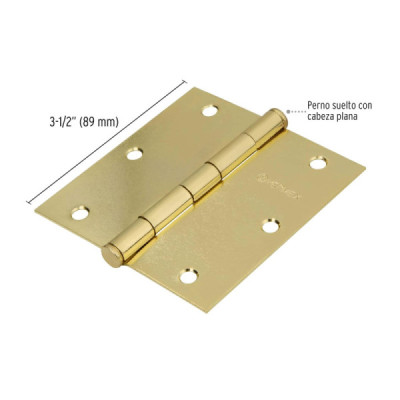 Caja De 10 Bisagras Cuadradas De 8.9 Cm, Acero Latonado Hermex (BC-351PP)
