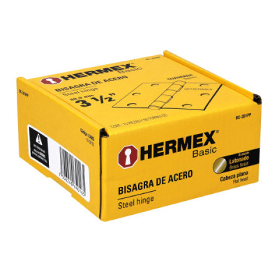 Caja De 10 Bisagras Cuadradas De 8.9 Cm, Acero Latonado Hermex (BC-351PP)