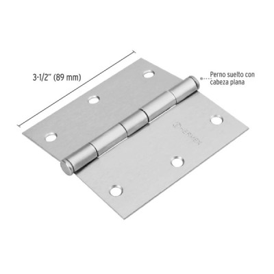 Caja De 10 Bisagras Cuadradas De 8.9 Cm, Acero Cromo Mate Hermex (BC-353PP)