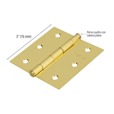 Caja De 20 Bisagras Cuadradas De 7.6 Cm, Acero Latonado Hermex (BC-301PP)