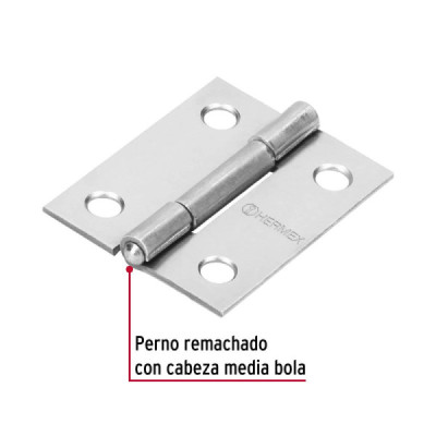 Caja De 20 Bisagras Rectangulares De 3.8 Cm, Acero Hermex (BR-150)